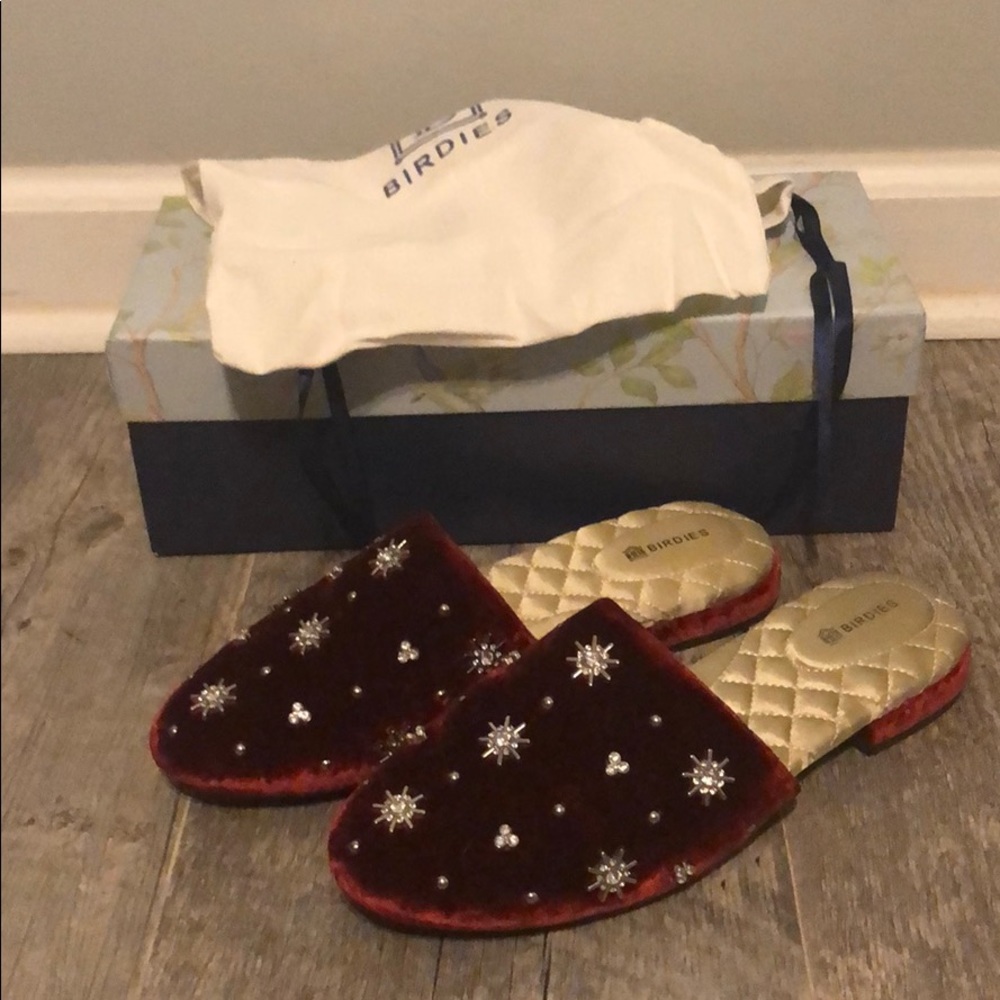 Birdies Velvet Bedazzled Slides